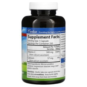 Carlson Mild-C 500 mg 250 Capsules 088395030628