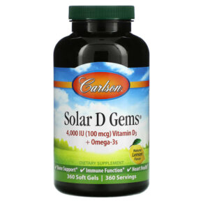 Carlson Solar D Gems Natural Lemon 100 mg (4.000 IU) 360 viên 088395014833