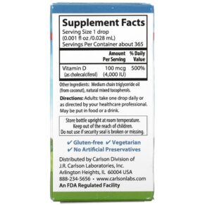 Carlson Super Daily D3 100 mcg (4.000 IU) 0.35 fl oz (10.3 ml) 088395012907