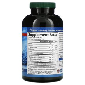 Carlson The Very Finest Fish Oil Natural Lemon 350 mg 240 Soft Gels 088395016325