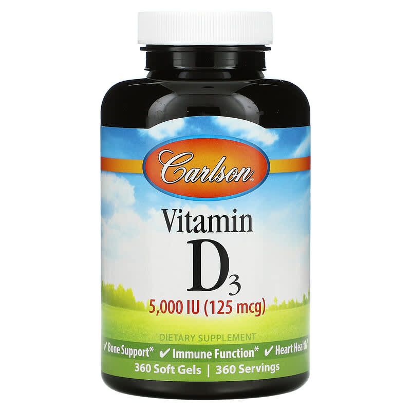 Carlson Vitamin D3 125 mcg (5.000 IU) 360 Soft Gels 1 Carlson Vitamin D3 125 mcg (5.000 IU) 360 viên 088395141201