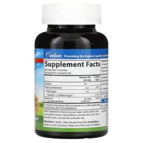 Carlson Vitamin D3 Gummies Natural Fruit Flavors 25 mcg (1.000 IU) 60 Gummies 088395494000