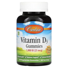 Carlson Vitamin D3 Natural Fruit Flavors 25 mcg (1.000 IU) 60 viên 088395494000