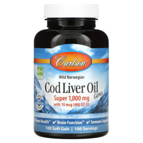 Carlson Wild Norwegian Cod Liver Oil Gems 1.000 mg 100 viên 088395013010