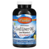 Carlson Wild Norwegian Cod Liver Oil Gems Low Vitamin A Natural Lemon 230 mg 300 viên 088395013935