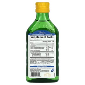 Carlson Wild Norwegian Cod Liver Oil Natural Lemon  1.000 mg 8.4 fl oz (250 ml) 088395013515