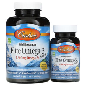 Carlson Wild Norwegian Elite Omega-3 Gems Natural Lemon 800 mg 120 viên 088395017148