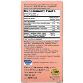Catalo Naturals Vegetarian Calcium Formula Prenatal Algae Calcium 60 Vegetarian Tablets 810399025542