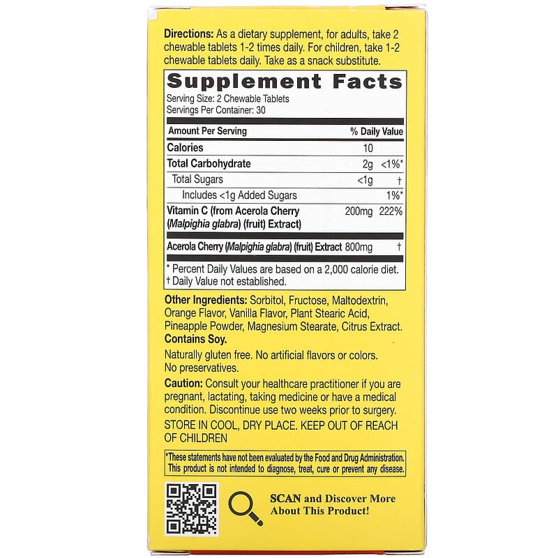 Catalo Naturals Chewable Vitamin C Orange Pineapple 100 mg 60 Chewable Tablets 8 Thành phần vi chất Catalo Naturals Vitamin C Orange Pineapple 100 mg 60 viên 810399027652