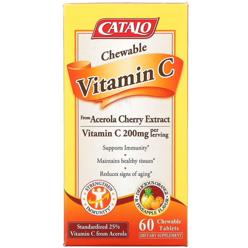 Catalo Naturals Chewable Vitamin C Orange Pineapple 100 mg 60 Chewable Tablets 1 Catalo Naturals Vitamin C Orange Pineapple 100 mg 60 viên 810399027652