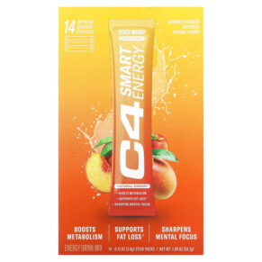 Cellucor C4 Smart Energy Drink Mix Peach Mango 14 Sticks 0.13 oz (3.8 g) 842595126969