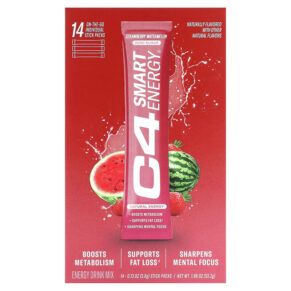 Cellucor C4 Smart Energy Drink Mix Strawberry Watermelon 14 Sticks 0.13 oz (3.8 g) 842595126976