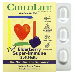 ChildLife Essentials Elderberry Super-Immune SoftMelts Natural Berry 27 viên 608274110007