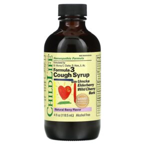 ChildLife Essentials Essentials Formula 3 Cough Syrup Alcohol Free Natural Berry 4 fl oz (118.5 ml) 608274109506