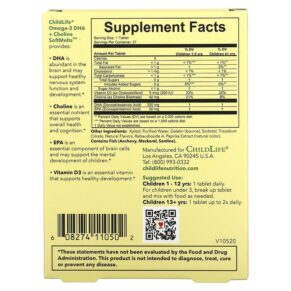 ChildLife Essentials Omega-3 DHA + Choline SoftMelts Natural Passion Fruit 27 Tablets 608274110502