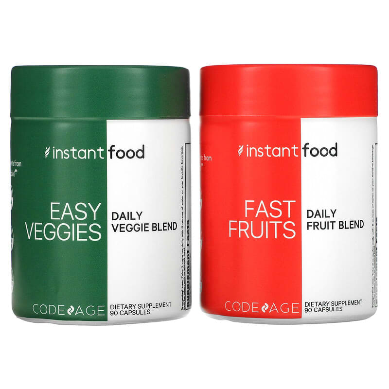 Codeage Easy Veggies Daily Veggie Blend/Fast Fruits Daily Fruit Blend 2 Bottles 90 viên 850026121810