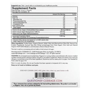 Codeage Nanofood Liposomal D3+K2+B12 Mixed Berry 30 Pouches 0.3 fl oz (10 ml) Each 850026121711