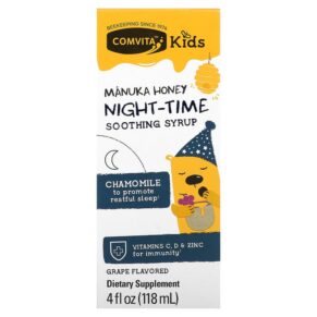 Comvita Kids Manuka Honey Night-Time Soothing Syrup Grape 4 fl oz (118 ml) 658196000016