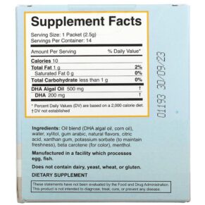 Coromega DHA Algal Oil Orange 14 Single Serve Packets 2.5 g Each 689269455563