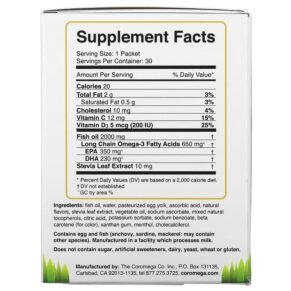 Coromega Kids Omega-3 Tropical Orange + Vitamin D 30 Single Serving Packets (2.5 g) 689269452425