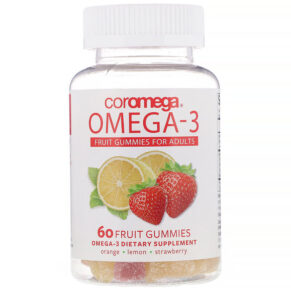 Coromega Omega-3 Fruit cho người lớn Orange Lemon Strawberry 60 Fruit viên 689269460284