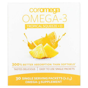 Coromega Omega-3 Squeeze Tropical Squeeze+D 30 Single Serving gói 2.5 g 689269452227
