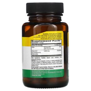 Country Life Active B12 Dibencozide with Folic Acid 3.000 mcg 60 Lozenges 015794062424
