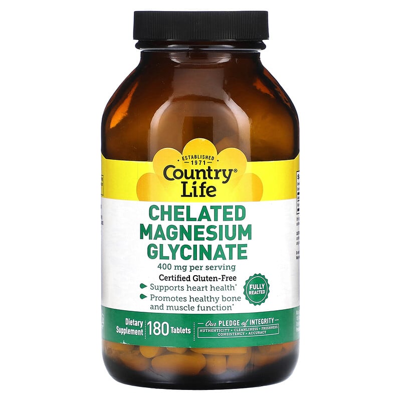 Country Life Chelated Magnesium Glycinate 133 mg 180 Tablets 1 Country Life Chelated Magnesium Glycinate 133 mg 180 viên 015794026815