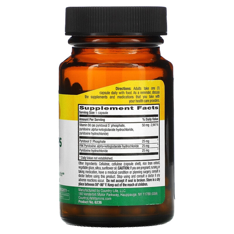 Country Life Coenzyme Active B6 Caps P-5-P/PAK 30 Vegan Capsules 8 Thành phần vi chất Country Life Coenzyme Active B6 P-5-P/PAK 30 viên 015794062363