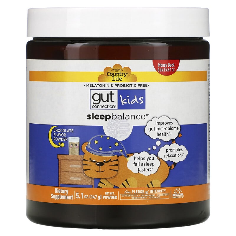 Country Life Gut Connection Kids Sleep Balance Chocolate Flavor Powder 5.1 oz (147 g) 1 Country Life Gut Connection Kids Sleep Balance Chocolate Flavor Powder 5.1 oz (147 g) 015794030324