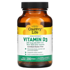 Country Life High Potency Vitamin D3 250 mcg (10.000 IU) 200 viên 015794058168