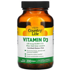 Country Life Vitamin D3 125 mcg (5.000 IU) 200 viên 015794058083