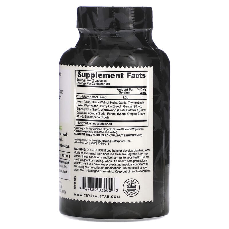 Crystal Star Para Purge 60 Vegetarian Capsules 8 Thành phần vi chất Crystal Star Para Purge 60 viên 747889036002