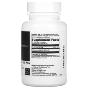 DaVinci Laboratories of Vermont N-Acetyl Cysteine 500 mg 90 Capsules 026664229090