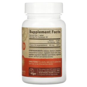 Deva Vegan Vitamin D D2 60 mcg (2.400 IU) 90 Tablets 895634000331