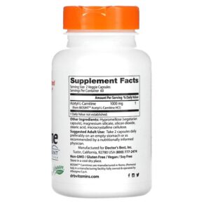 Doctor's Best Acetyl-L-Carnitine with Biosint Carnitines 500 mg 120 Veggie Caps 753950001527