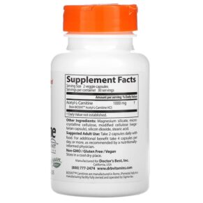 Doctor's Best Acetyl-L-Carnitine with Biosint Carnitines 500 mg 60 Veggie Caps 753950001053