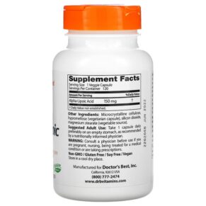 Doctor's Best Alpha-Lipoic Acid 150 mg 120 Veggie Caps 3 Doctor's Best Alpha-Lipoic Acid 150 mg 120 Veggie Caps 753950001046