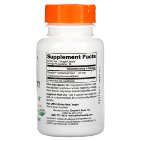 Doctor's Best Cinnamon Extract with Cinnulin PF 125 mg 60 Veggie Caps 753950001305