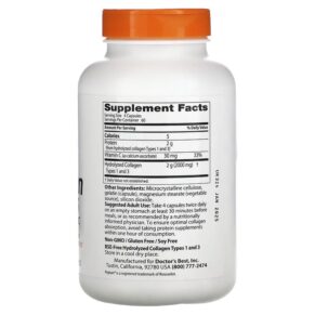 Doctor's Best Collagen Types 1 and 3 with Peptan and Vitamin C 125 mg 240 Capsules 753950002630