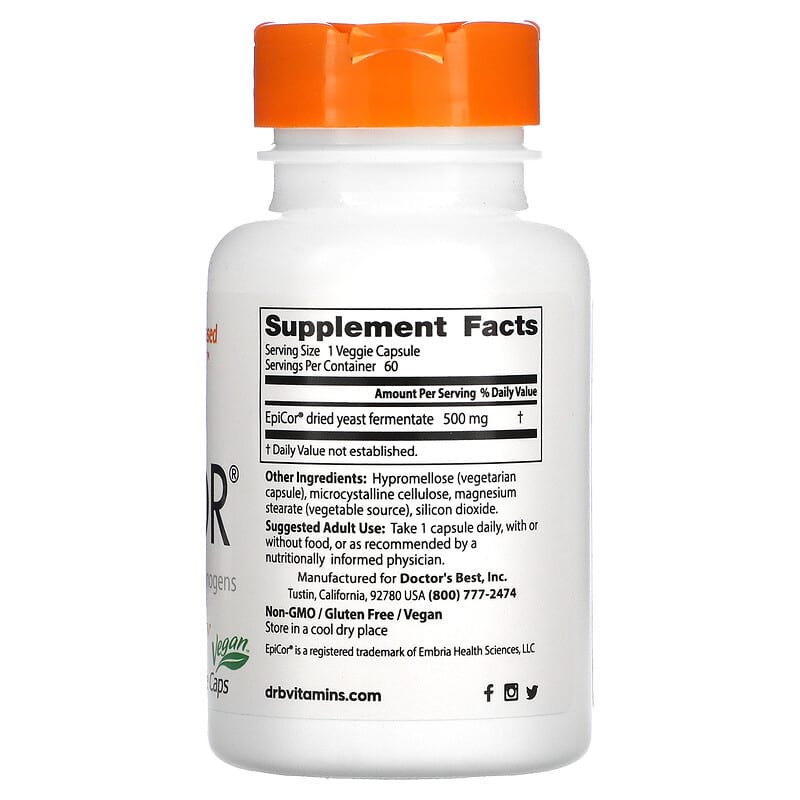 Doctor's Best EpiCor 500 mg 60 Veggie Caps 8 Thành phần vi chất Doctor's Best EpiCor 500 mg 60 viên 753950001770