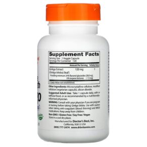 Doctor's Best Extra Strength Ginkgo 120 mg 120 Veggie Caps 753950000919