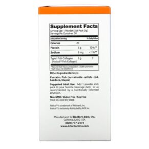Doctor's Best Fish Collagen with Naticol 5 g 30 Powder Stick Packs 753950004184