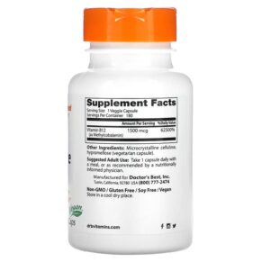 Doctor's Best Fully Active B12 1.500 mcg 180 Veggie Caps 753950005167
