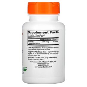 Doctor's Best Fully Active B12 1.500 mcg 60 Veggie Caps 753950002869