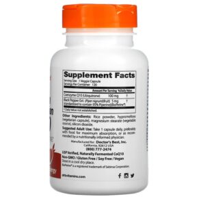 Doctor's Best High Absorption CoQ10 with BioPerine 100 mg 120 Veggie Caps 753950001886