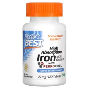 Doctor's Best High Absorption Iron + Ferrochel 27 mg 120 viên 753950004597
