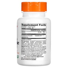 Doctor's Best High Potency Serrapeptase 120.000 SPU 90 Veggie Caps 753950002319