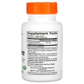 Doctor's Best L-Carnitine Fumarate with Biosint Carnitines 855 mg 60 Veggie Caps 753950001060