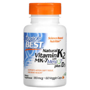 Doctor's Best Natural Vitamin K2 MK-7 + MenaQ7 plus D3 180 mcg 60 viên 753950004047